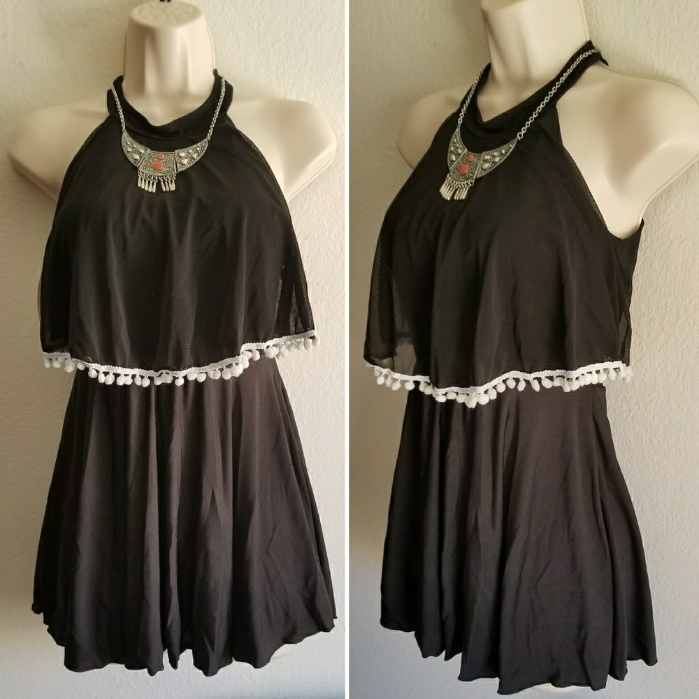 Black PomPom SwimDress